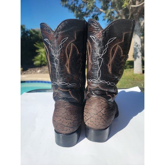 MONTANA GENUINE BULL NECK COWBOY WESTERN BOOT DARK BROWN MADE IN MEXICO Sz 101/2 - Picture 5 of 16